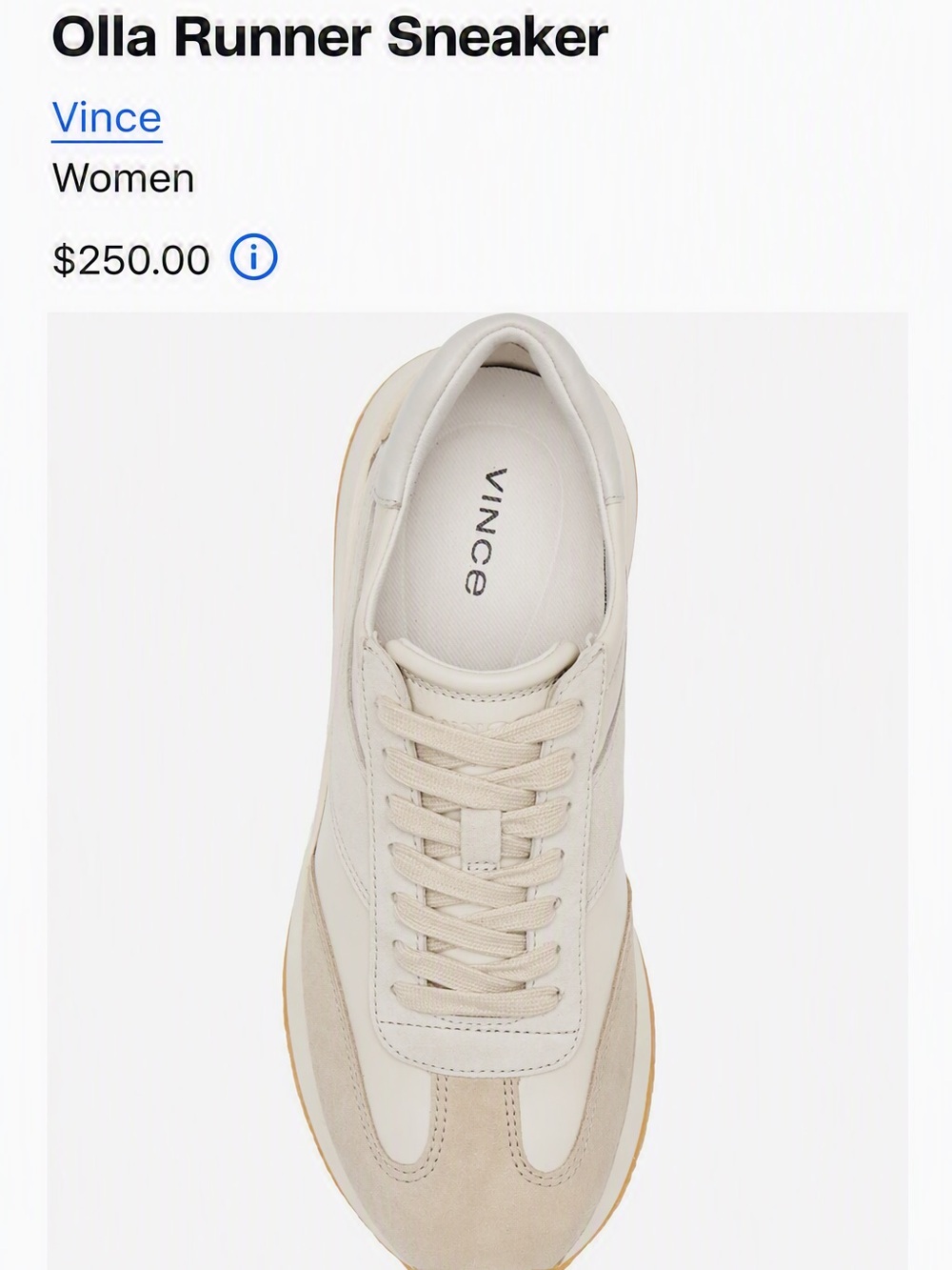 Vince Olla Runner Sneakers | Color: Rock Horchata | Size 9.5 - Picture 1 of 10